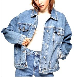 Topshop MOTO Light Blue Oversized Denim Jacket